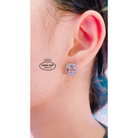 Phụ Kiện Bông Tai B093 Rài Chữ H Tròn Tấm Trang Sức Đeo Tai Sang Trọng Bạc Ý Xi Kim- Bạc Thuận Phát Women