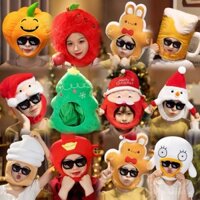 Phụ kiện chụp ảnh mũ cây thông Giáng sinh hình ông già Noel dễ thương và hài hước Hàn Quốc và Nhật Bản