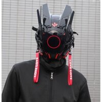 [Phụ kiện có sẵn] Cyberpunk 2077 Mặt nạ đen CS Mũ đội đầu Halloween Đạo cụ mặt nạ Mecha toàn mặt dành cho người lớn