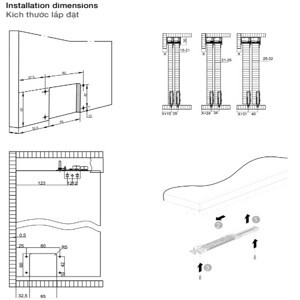 Phụ kiện cửa trượt 3 cánh lọt lòng cho cửa Hafele 401.30.004