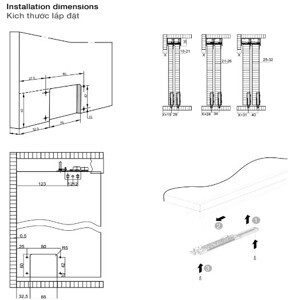 Phụ kiện cửa trượt 3 cánh lọt lòng cho cửa Hafele 401.30.003