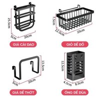 Phụ kiện đa năng inox 304 cho kệ giá phòng bếp - ống đựng đũa đơn, giá cài vung thớt, giá cài dao