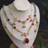 [Phụ kiện dây chuyền phong cách cổ điển rượu ấm siêu tiên công chúa chuông phụ kiện cho bé gái màu đỏ] Ruqun đa năng Hanfu dễ thương