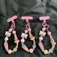 Phụ Kiện Điện Thoại Di Động ins Cô Gái Nơ Hồng Hoa Dây Xích Tay Đính Hạt Tay Ốp Lưng Điện Thoại Móc Khóa Máy Ảnh Thẻ Treo Dây Đeo Tay Đa Năng
