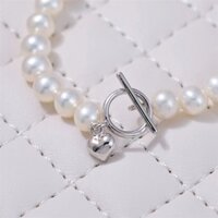 Phụ Kiện DIY S925 Bạc Trái Tim OT Nút Ngọc Trai Vòng Cổ Vòng Tay Hoàn Thành Kết Nối Phụ Kiện Nút Bạc