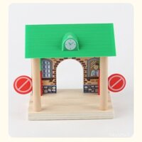 Phụ kiện đường ray gỗ cho ga nhỏ, đường dốc, đường chéo, tương thích với xe lửa gỗ từ tính IKEA, đồ chơi trẻ em