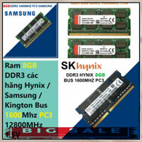 PHỤ KIỆN GIÁ TẠI KHO ▄ Ram Laptop Máy tính xách tay 8GB DDR3 các hãng Hynix / Samsung / Kington Bus 1600Mhz PC3 12800MHz
