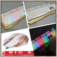 PHỤ KIỆN GIÁ TẠI KHO ▄ Sự Kết Hợp Hoàn Hảo Combo Bàn Phím Chuột Gaming EWEADN K005 ( Trắng ) Giả Cơ LED 7 mầu Giả Cơ LED