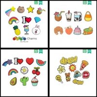 Phụ kiện giày Croc Charms, hoa giày, khóa giày, kẹp dây giày, bộ giày lười DIY, phụ kiện nhựa PVC mềm