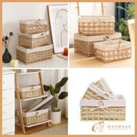 Phụ kiện giỏ đựng đồ dệt dây giấy thủ công WOOW để sắp xếp bàn làm việc