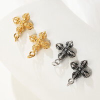 Phụ kiện mặt dây chuyền DIY bằng bạc 925, hình thánh giá cổ điển, năm sợi Vajra Tây Tạng, phụ kiện vòng cổ, vòng tay, móc khóa