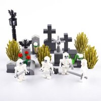 Phụ kiện mô hình Halloween mới tương thích với MOC, xương, bia mộ, ma quái, đồ chơi mô hình hạt nhỏ KSJ0