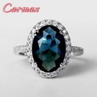 Phụ Kiện Mới Thanh Lịch Nữ Trứng Con Công Xanh Zircon Nhẫn Kỷ Niệm Kỷ Niệm 925 Nhẫn Bạc Nữ