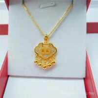 [Phụ kiện năm mới] Chuông kim cương mạ vàng mới Vòng cổ khóa Trường Thọ Nữ mạ Vàng Ruyi Khóa an toàn Mặt Dây Chuyền Cưới Vòng cổ khóa Phú Quý Quà Tặng phụ kiện tốt lành