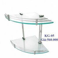 Phụ kiện nhà tắm kệ góc 2 tầng kính cường lực 304 KG-05