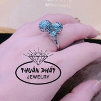 Phụ Kiện Nhẫn Nữ N01017 Trái Châu Cắt Máy 9D Đeo Tay Trang Sức Bạc Ý Xi Kim Sáng Chiếu - Bạc Thuận Phát