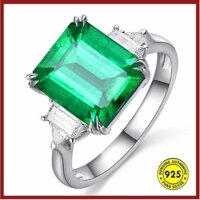 Phụ kiện nữ nhẫn ngọc lục bảo mạ bạc 925 mới