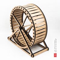 [Phụ kiện nuôi bọ] Lồng chạy bộ bánh xe bằng gỗ kiểu tròn cho chuột hamster , Wheel  chạy cho Hamster siêu êm có đế lắp