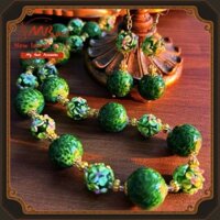 Phụ Kiện Phụ Kiện Vòng Cổ Bông Tai Bộ Xanh Ếch Da Chấm Ngọc Lục Bảo Bánh Hạt Thủy Tinh Trung Cổ Trang Sức Rừng Xanh Tươi Phụ Kiện