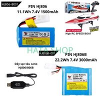 Phụ Kiện Pin Zin dùng cho tàu cano HJ806/806B 11.1Wh 7.4V 1500mAh 3000mAh dùng cho tàu cano điều khiển từ xa