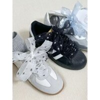 Phụ kiện ren giày thể thao trắng tương thích, dây giày in, DIY ballet, tương thích với ruy băng lụa Samba Organza, đào tạo Đức