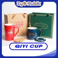 Phụ Kiện Rubik - Qiyi Mug Rubik 4.86s Blue/Red- Mug & Coffee Cup Commemorative Edition- Cốc Hãng Qiyi Có Nắp-Zyo Rubik