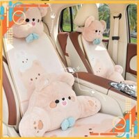 Phụ kiện  Set Tựa Trên Xe Ô Tô GấuThỏ Đeo Nơ Dễ Thương - Tựa cổ Trên xe Hơi ,Gối tựa ô tô , Tựa lưng ô tô