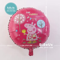 Phụ Kiện Sinh Nhật - Bóng Heo - Peppa Mẫu Mới - Tròn Hồng Đậm