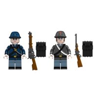 Phụ kiện thu nhỏ cho binh lính quân đội Mỹ trong chiến tranh dân sự, vũ khí, khối xây dựng hạt nhỏ tương thích với 9TMI