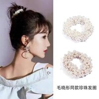 Phụ kiện tóc đơn giản phong cách Hàn Quốc có độ đàn hồi cao, dây buộc tóc thời trang ngọc trai cao cấp, dây buộc tóc đuôi ngựa cao cấp