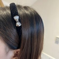 Phụ kiện tóc Hàn Quốc Băng đô nơ kim cương đen 2024 Băng đô xốp phong cách mới 25SC801