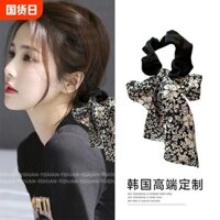 Phụ kiện tóc nơ bướm đơn giản kiểu hươu trắng, băng đô tóc đuôi ngựa thấp, dây buộc tóc cho phụ nữ, băng lớn, scrunchie lớn