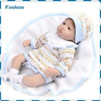 Phụ kiện trang phục tái sinh Koolsoo Bộ 4 món cho bé trai và bé gái sơ sinh 17-18 inch, áo liền quần sọc in hình động vật hoạt hình