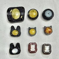 Phụ kiện trang sức hạt Phật DIY bằng gỗ mun bạc dát hổ phách tự nhiên, dây chuyền điện thoại, vòng tay, mặt dây chuyền