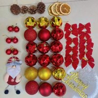 Phụ Kiện Trang Trí Cây Thông Noel Full Bộ + Dây Đèn Led Trang Trí Cây Thông 90CM, 1M2, cây thông mini để bàn
