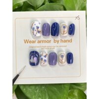 Phụ Kiện Trang Trí Móng Tay Bằng Sứ Cao Cấp Màu Trắng Xanh Lam Phong Cách Cổ Điển