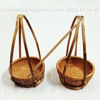Phụ kiện Trang trí tre quang gánh , phụ kiện chụp hình trang trí đồng quê dóng gánh