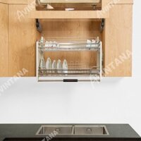 Phụ kiện tủ bếp, giá bát đĩa nâng hạ Inox 304 Avintana mã ANV370