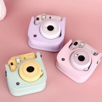 [Phụ kiện tức thì] [Không phải máy ảnh tức thì] Túi đựng máy ảnh Fuji Instant MINI12 Hộp đựng viên nang không gian màu nâu đen dễ thương với dây đeo hoạt hình