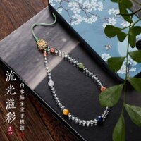 [Phụ kiện vàng cát] Dây chuyền điện thoại di động Duobao pha lê màu trắng dệt bằng tay diy Đính cườm Dây buộc điện thoại di động Dây buộc cổ tay chống mất20250227