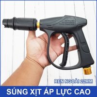 Phụ kiện vòi xịt máy rửa xe gia đình vòi có chỉnh tia áp lực bằng cách vặn đầu béc, đầy ren 22m