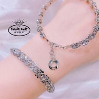 Phụ Kiện Vòng Kiềng Tay Nữ V041 Vòng  Bi 1 Hàng móc máy 9D Đeo Tay Sang Trọng Trang Sức Bạc Xi Kim