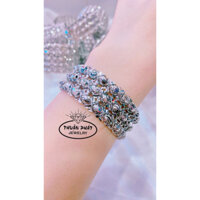 Phụ Kiện Vòng Kiềng Tay Nữ V039 Vòng Bi Bản Ý 3 Hàng móc máy 9D Đeo Tay Sang Trọng Trang Sức Bạc Xi Kim