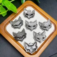 Phụ kiện vòng tay mặt nạ cáo Obsidian bạc chất lượng cao tự nhiên