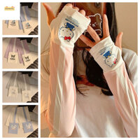 Phụ KIỆNFACTORY Cinnamoroll Tay áo, Vỏ chống nắng Pochacco thoáng khí mát mẻ, Kem chống nắng ngón mỏng có thể điều chỉnh Vòng bít Hangyodon Ice Silk Arm Cover Girl