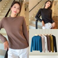 Phụ Nữ Ấm Áp Cổ Thủy Thủ Đoàn 2024 Xuân Thu Lông Cừu Thời Trang Top Slim Dài Tay Áo Sơ Mi Kích Thước Lớn Thường Ngày Co Giãn Áo Thun