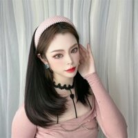 Phụ Nữ Băng Đô Tóc Giả Nửa Đầu Tóc Trung Bình Đến Dài Sợi Hóa Học Mô Phỏng Tóc Xoăn Đen Tóc Trang Trí Phụ Kiện Tóc