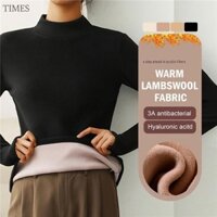 Phụ Nữ Giữ Nhiệt Quần Lót Mùa Đông Làm Dày Nửa Cổ Cao Đáy Áo De Nhung Ấm Áo Bán Cổ Giữa Cổ Dài Tay Áo Chui Đầu