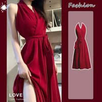 Phụ Nữ Gợi Cảm Dây Dây Dài Đầm Chữ A Dây Thắt Lưng Đầm Dự Tiệc Ôm