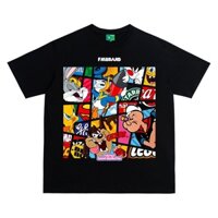 Phụ nữ hàn quốc t-shirt cổ tròn tay ngắn cộng với kích thước hàng đầu phong cách mới graffiti in hoạt hình half-sleeved loose t-shirt phụ nữ phong cách mới ins super hot nb style short